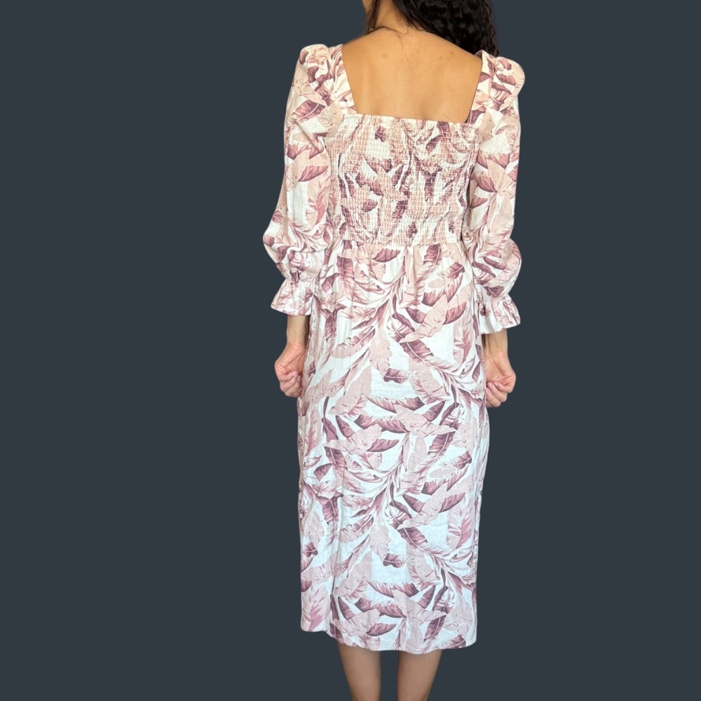 House of Harlow 1960 Linen Blend Palm Dress - Picture 3 of 7
